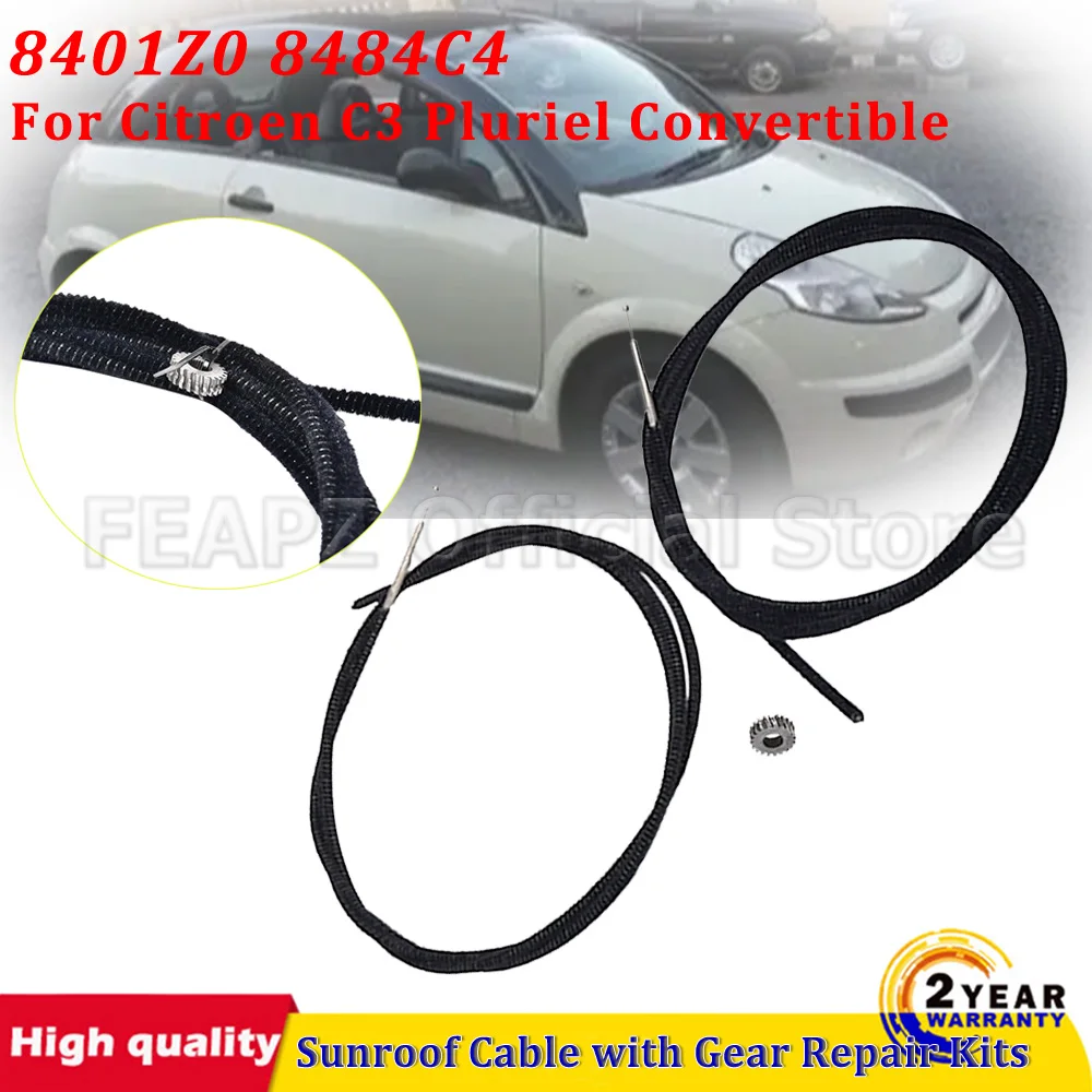 

8401Z0 8484C4 For Citroen C3 Pluriel Convertible Sunroof Repair Kits 1Pair Cable with Gear Easy Installation Car Accessories