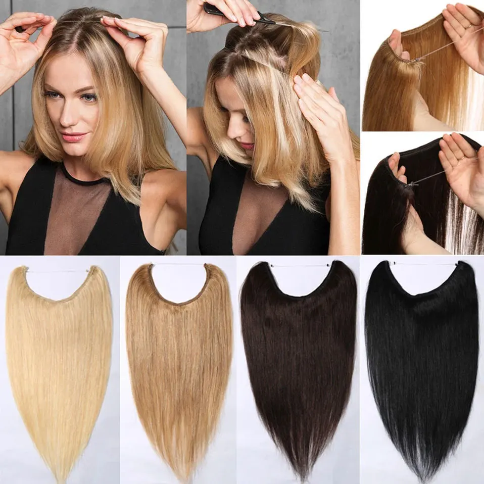 Rich Choices Wire in Hair Extensions 100% Human Hair Micro Ring Weft Hair For Women for Volume & Lengths One Piece Headbands