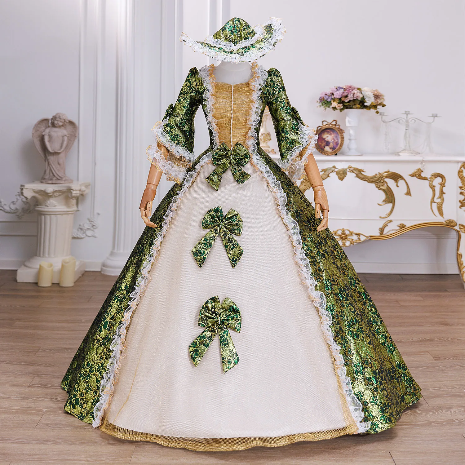 مضيف دراما المحكمة الأوروبية صور تعويم الأميرة حفلة الشاي الاجتماع السنوي المنصة أداء فستان المضيف مرحلة الفحص الفني