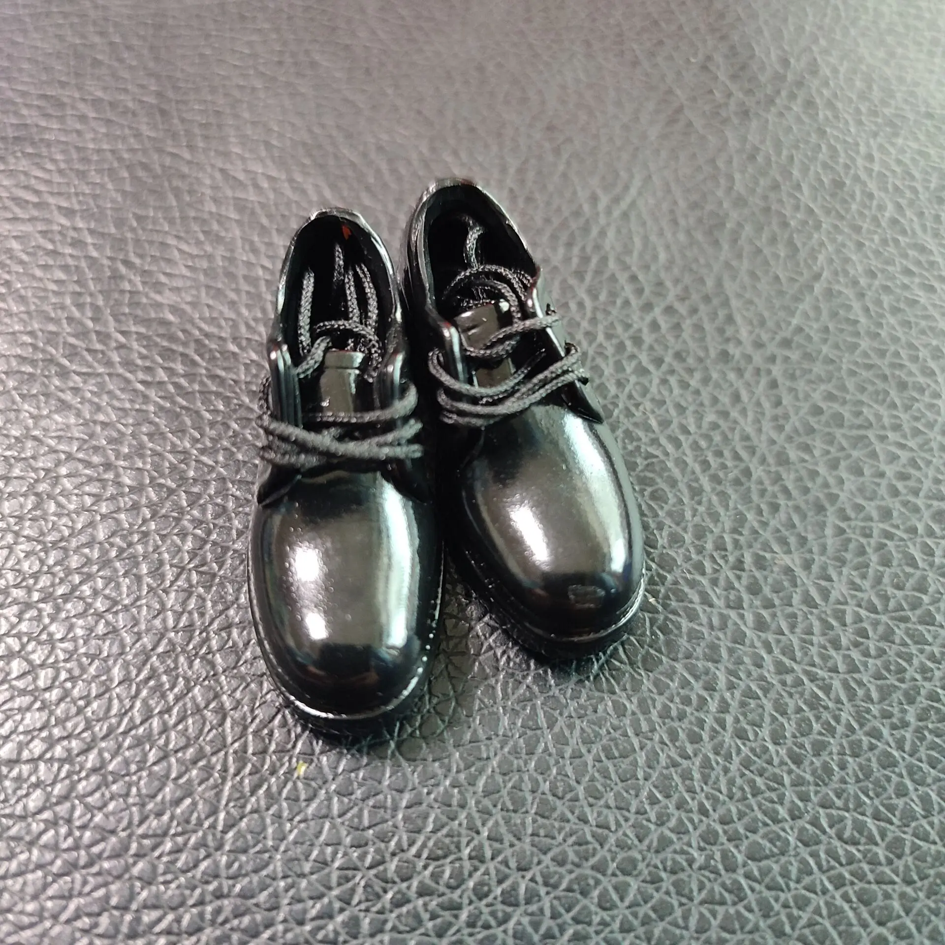 Na loja escala 1/6 sapatos de dedo do pé preto sapatos de couro de estudante rendas para figura corporal feminina de 12 polegadas