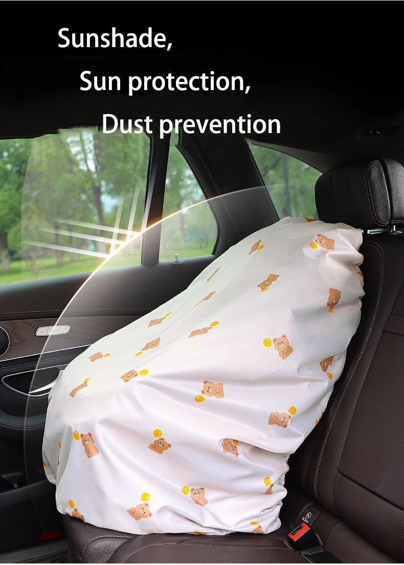 Baby Safety Seat Dust Cover Bear Pattern Sun Shading Sun Protection Heat Insulation Cover Cartoon Waterproof Storage Bag