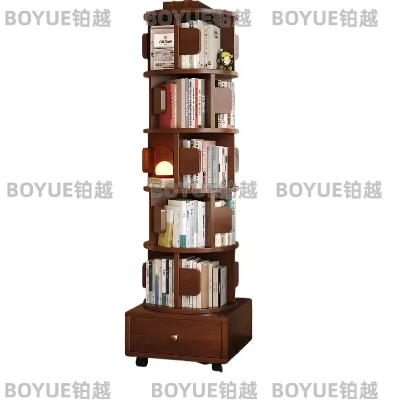 Rotating Decorating Artist Bookcase Polished Smooth Convenience Bookshelf Wood Sleek Living Room Furniture Bucherschrank