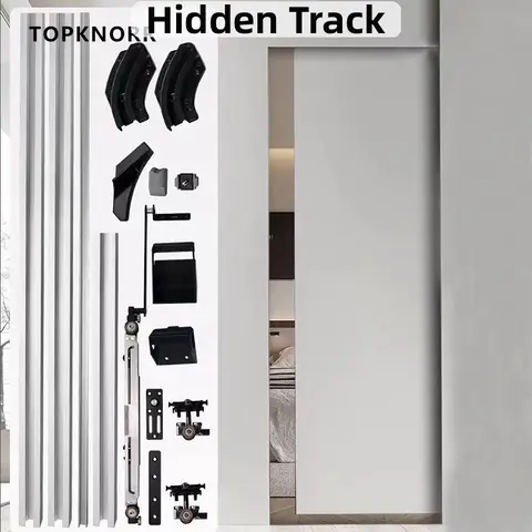Internal Push Bus Door Track Sliding Door Buffer Pulley Cloakroom Bedroom Invisible Door Sliding Track Hardware Accessories