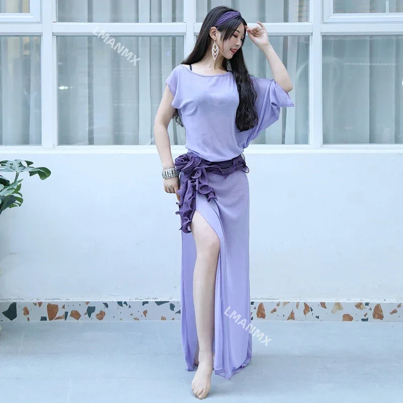 Belly Dance Training Suit for Women Printed Bellydance Practice Robe Clothes Folk Dress Female Oriental Performances Clothing