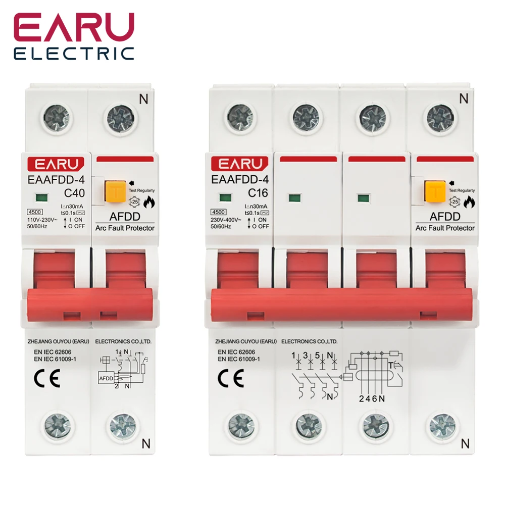 EARU AFDD AFCI Arc Fault Detection Device Overload Short Circuit Residual Current Leakage Protection Circuit Breaker Interrupter