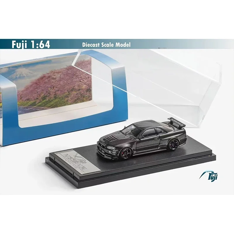 **Pre Sale** FUJI 1:64 Skyline GTR R34 Z Tune Carbon Chrome Diecast Diorama Car Model Collection Miniature Toys