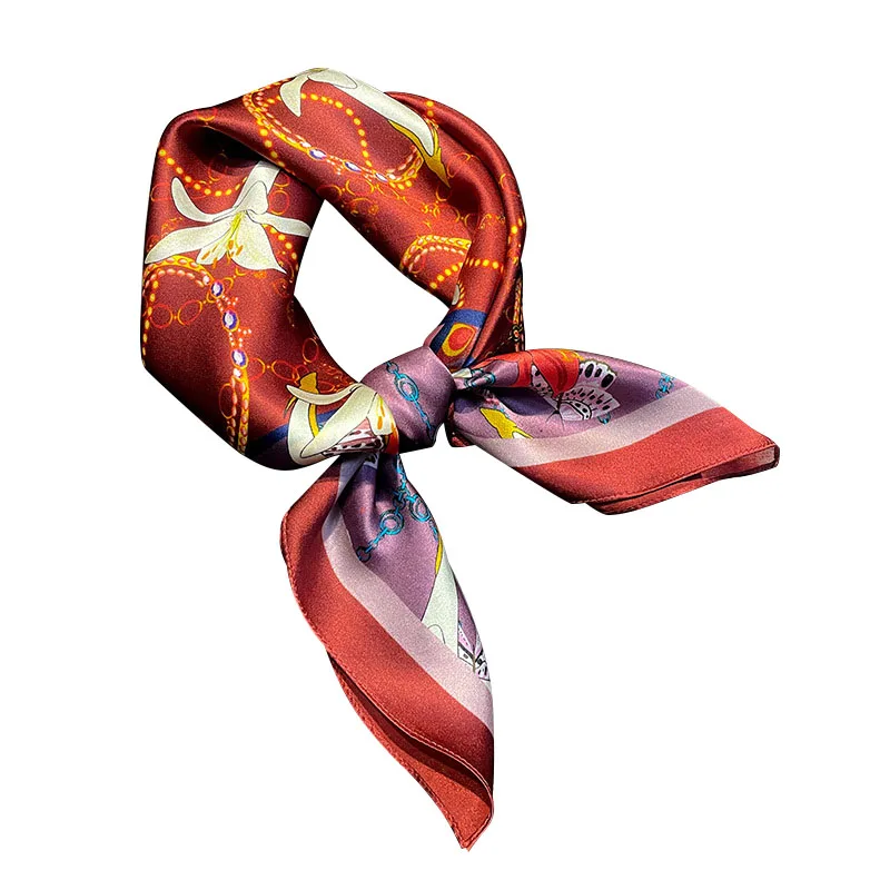 

100% Real Silk Scarf Natural Square Women Small Neck Hairband Foulard High Quality Bandana Scarves Female Hair Neckerchief