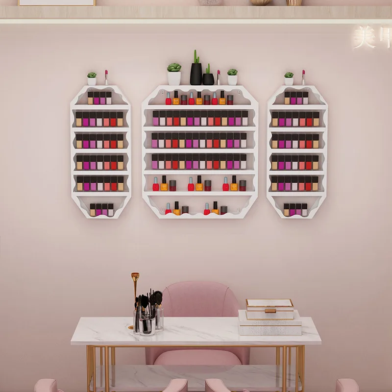 Estante colgante para esmalte de uñas, estante de pared para exhibición de manicura, tienda de uñas, arte de hierro, almacenamiento de cosméticos,