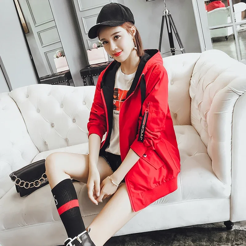 2019 Spring and Autumn New Short Coat Women Wear Casual Hat Baseball Suit on Both Sides in Autumn