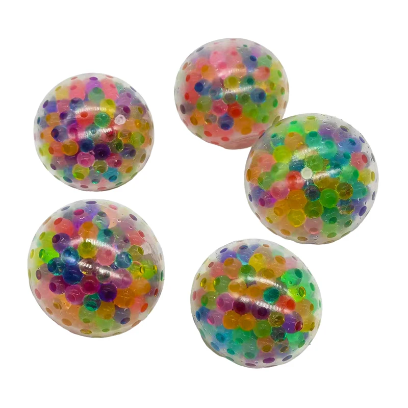 1PC 6cm TPR Rainbow Bead Pressure Reducing Ball Squishy Fidget Toys Funny Stress Reliever Reduce Pressure Prop