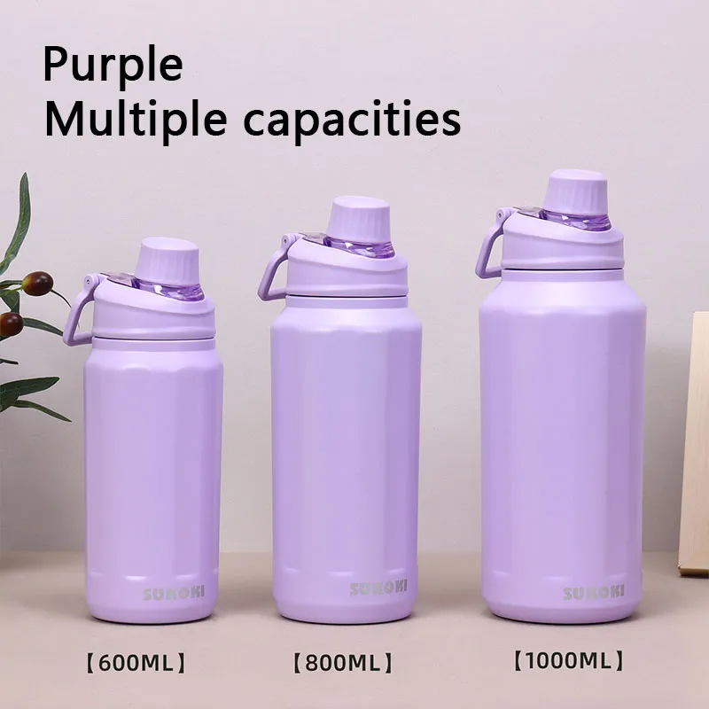 1000ML Cup Large Capacity Vacuum Cup Thermos Bottle Purple Black Red Stainless Steel Insulated Water Bottle Travel Cup