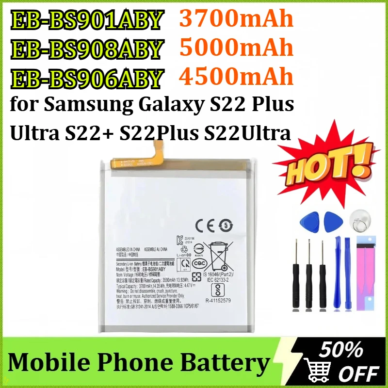 

Mobile Phone Batteries EB-BS901ABY EB-BS908ABY EB-BS906ABY Battery for Samsung Galaxy S22 Plus/Ultra S22+ S22Plus S22Ultra +tool