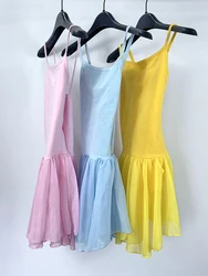 Ballet Dress Women Gymnastics Skating Dance Mesh Skirted Leotard Camisole Ballet Costume Stitching Ballerina Practice Clothing