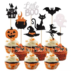 1set Halloween Cupcake Toppers Pumpkin Cupcake Wrappers Bat Witch Design Spiderweb Cupcake Toppers Toothpicks Party Faovrs