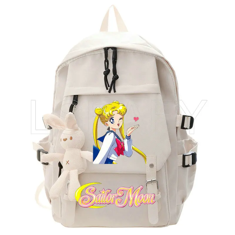 Sailor Moon Girl School Backpack Female Large Capacity Kawaii Back Pack Mochila Pink Women Bagpack Nylon Cartoon Schoolbag