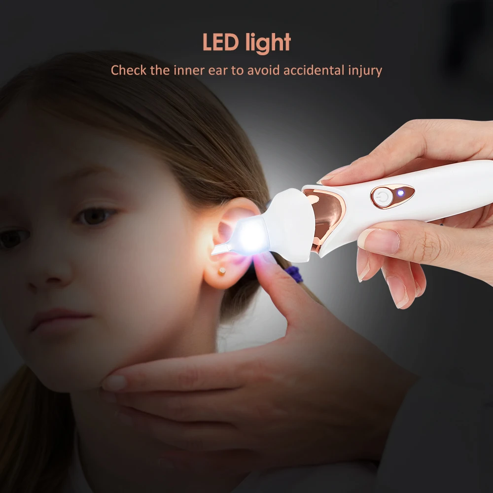 Luminous Electric Suction Ear Spoon Rechargeable Ear Pick LED Light Visual Ear Cleaner Wax Removal Tool for Children Adults