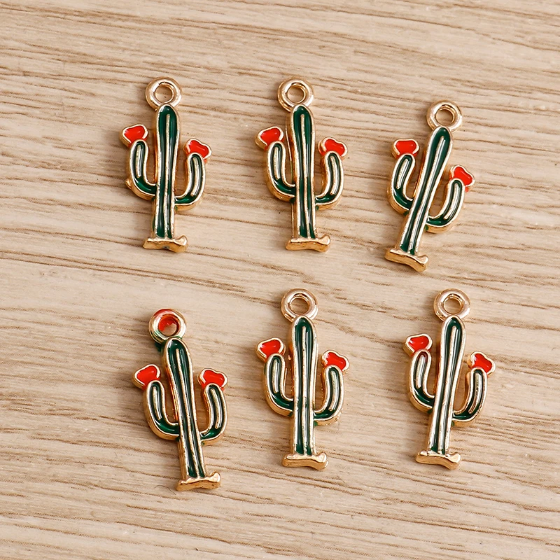 10 Stück Mix süße Pflanzen Charms Emaille Kaktus Charms Anhänger für Schmuckherstellung Halsketten Ohrringe Armbänder DIY Bastelzubehör – Detail 22
