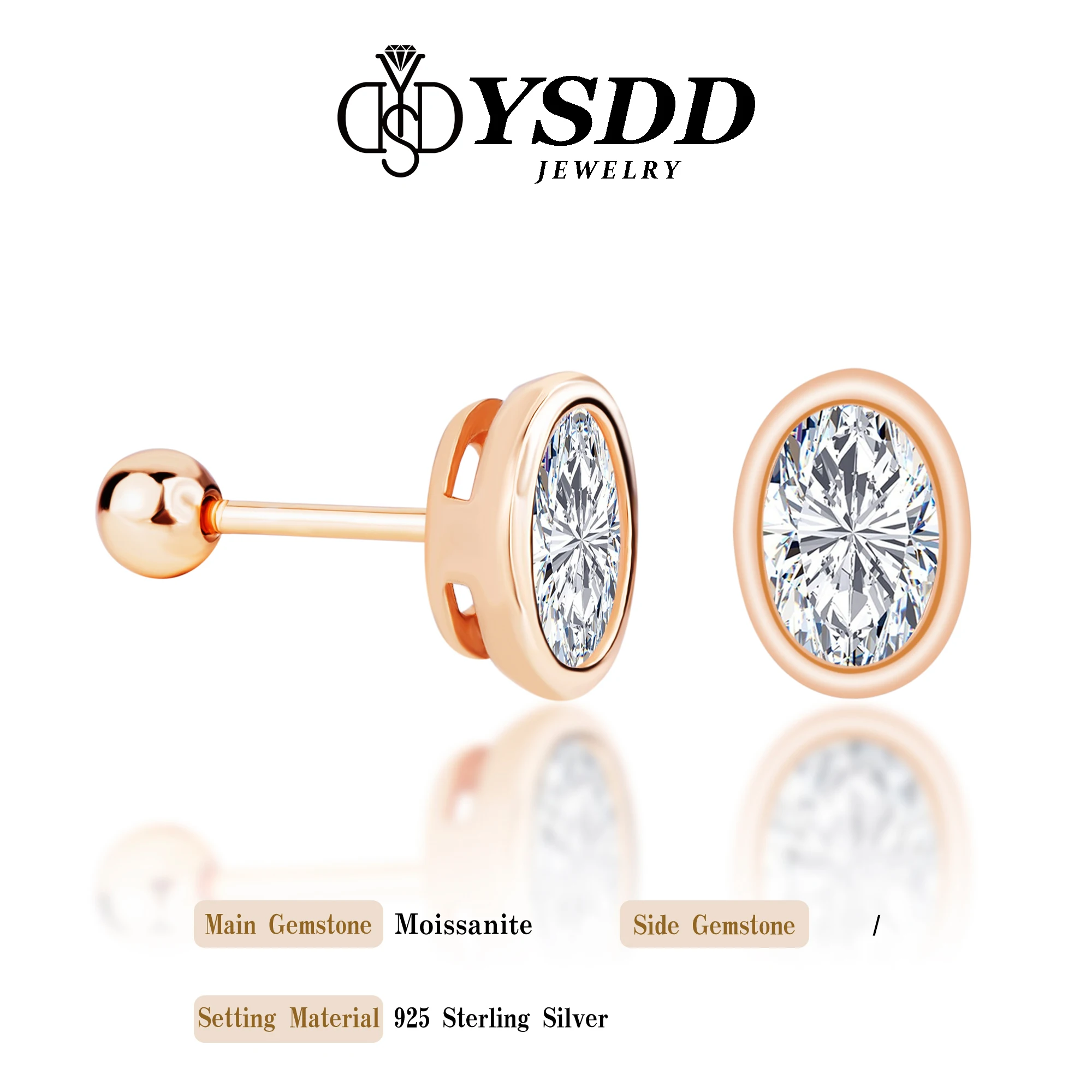 

#162 YSDD Authentic 0.5ct Moissanite Fashion Earrings D Color VVS1 Moissanite Earrings 925 sterling Silver women's stud earrings