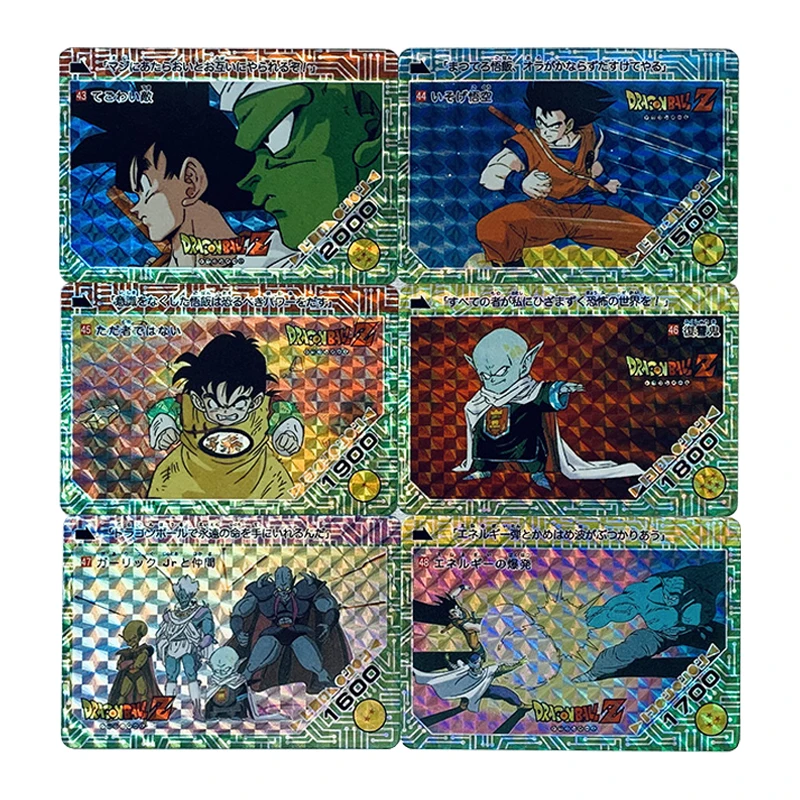 

6Pcs/set Dragon Ball Plaid Flash Card Goku Gohan Piccolo Fierce Fighting Series Classic Game Anime Collection Card Diy Gift Toy