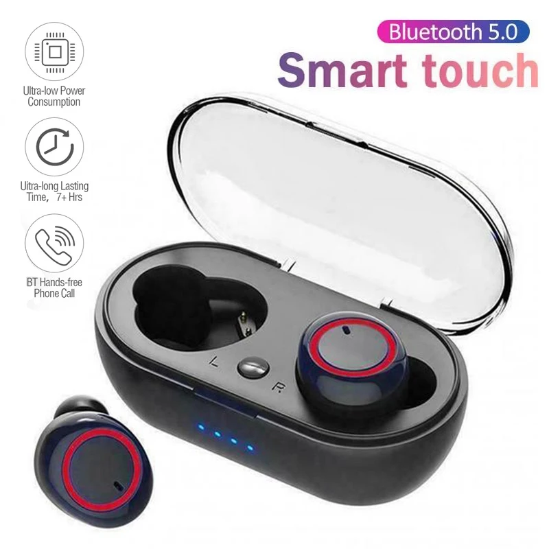 Y50 TWS Bluetooth 5.0 Wireless Earphones Waterproof Sport Headset Touch Control Hifi Music Earbuds Headphone For Cell smartphone