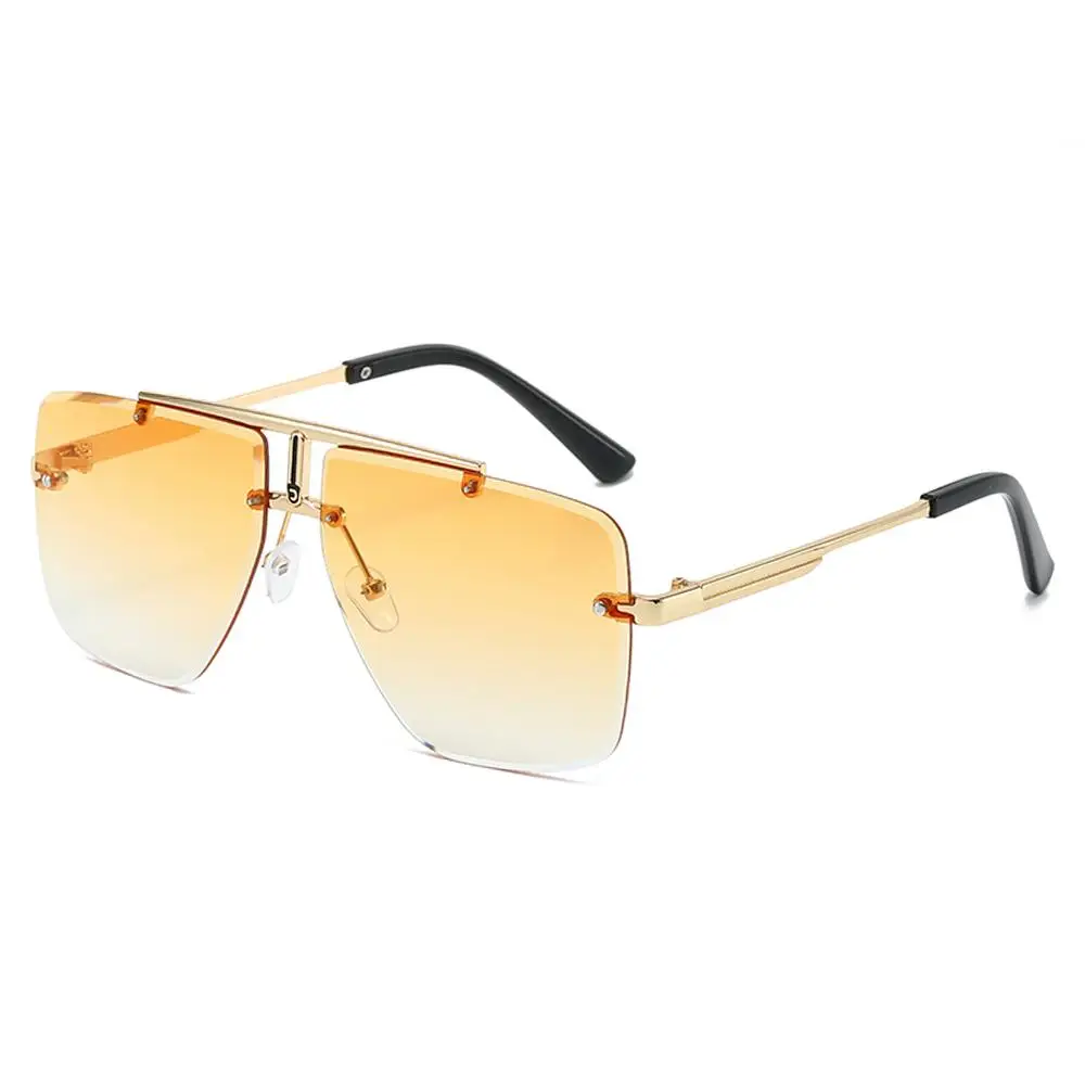 AliExpress Oversized Double Bridge Sunglasses Frameless Rimless Men's Shades Square Frame UV Protection Street Shooting Eyewear