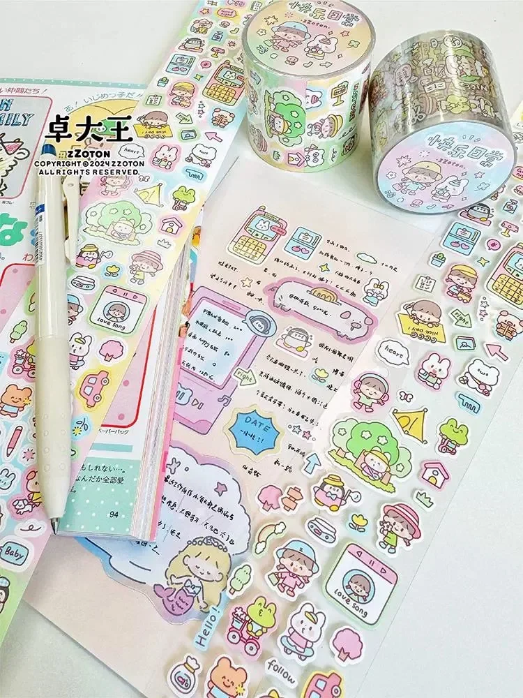 ZZOTON [Sticker Roll] Daily Cute Food Panda Die Cutting Journal Washi pet tape