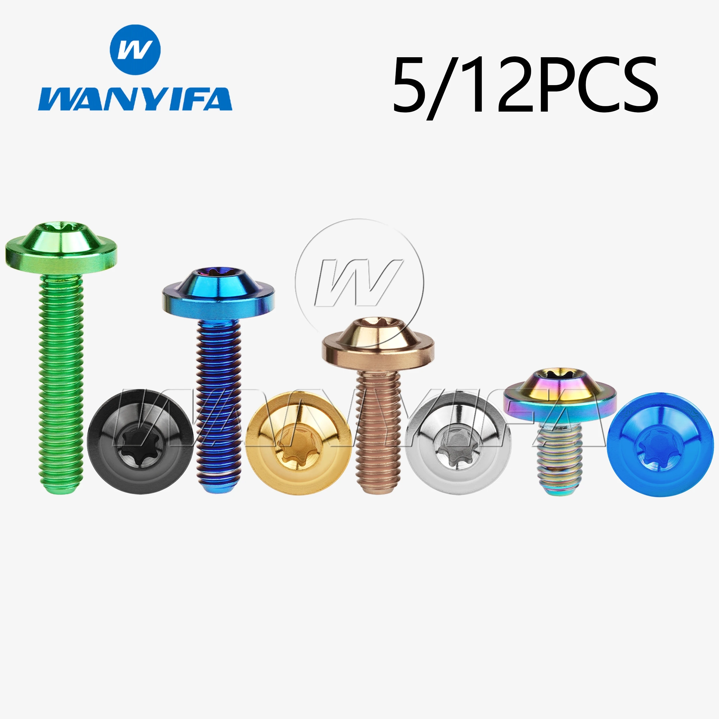 Wanyifa Titanium Bolt M6x10/15/20/25mm Torx T30 Plum Head Butterfly Pitch 1.0 Screw for Motorcycle Car Cycling Fasteners 5/12PCS