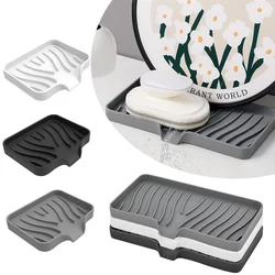 Self Draining Soap Bar Holder Silicone Kitchen Sink Soap Dish Sponge Tray Creative Washing Table Soap Tray Free Punch Drain Rack