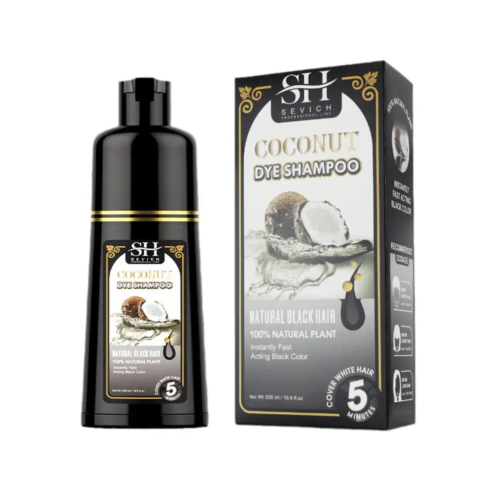 Shampoo colorante per capelli nero al cocco naturale allo zenzero da 500ml soluzione colorante permanente per capelli veloce e di lunga durata per capelli grigi F6N1