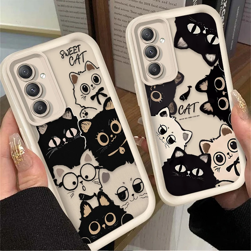 Lovely Black Cats Soft Phone Case For Samsung Galaxy A54 A05 A05S A34 A24 A14 A53 A33 A23 A13 A52 A52S A71 A51 A31 A50 Cover view 2