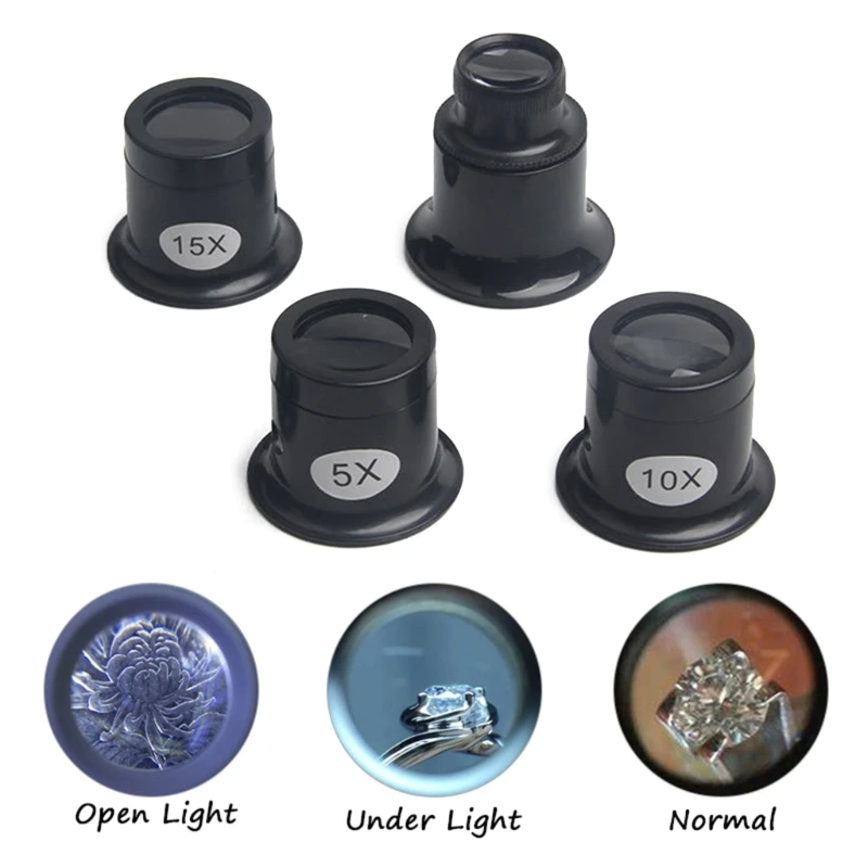 94PD Jewlers Loupe Portable Monocular Loupe Jewelers Eye Magnifier Loupe Repairs Tool Watchmaker Loupe Magnifying Glass Set