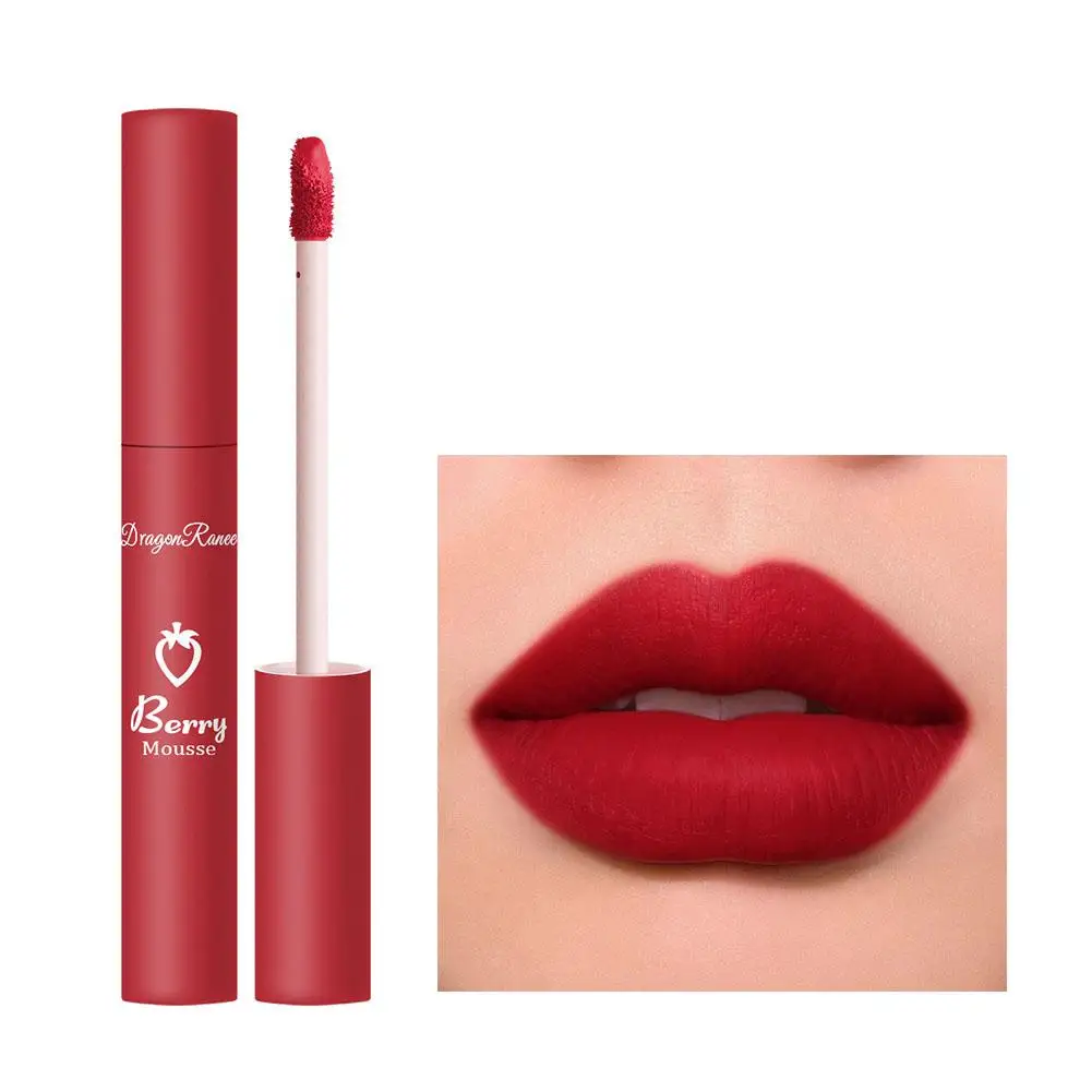 Lápiz labial con brillo de labios, 12 colores, mate, no se decolora, antiadherente, resistente al agua, copa de terciopelo, cosméticos, U1x5