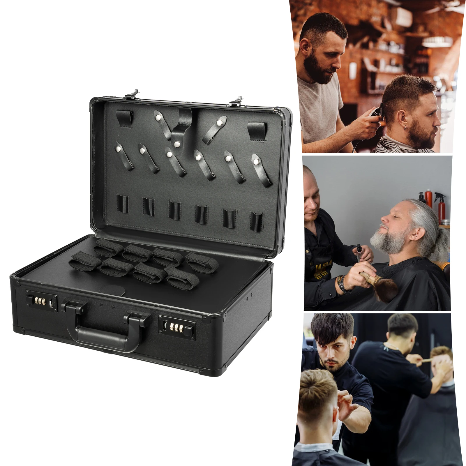 

Portable Professional Barber Tool Case, Large-Capacity Hairdressing Kit Storage Display, Styling Box Tools Suitcase with Lock