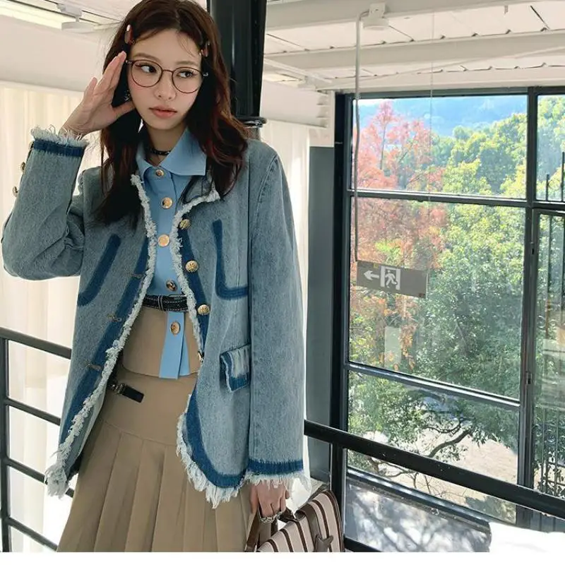 Tannt Women Coat Irregular Fake Two Vintage Blue Jaket Jeans Woman Irregular Fashion Oversize Winter Jacket For Women 2023 New