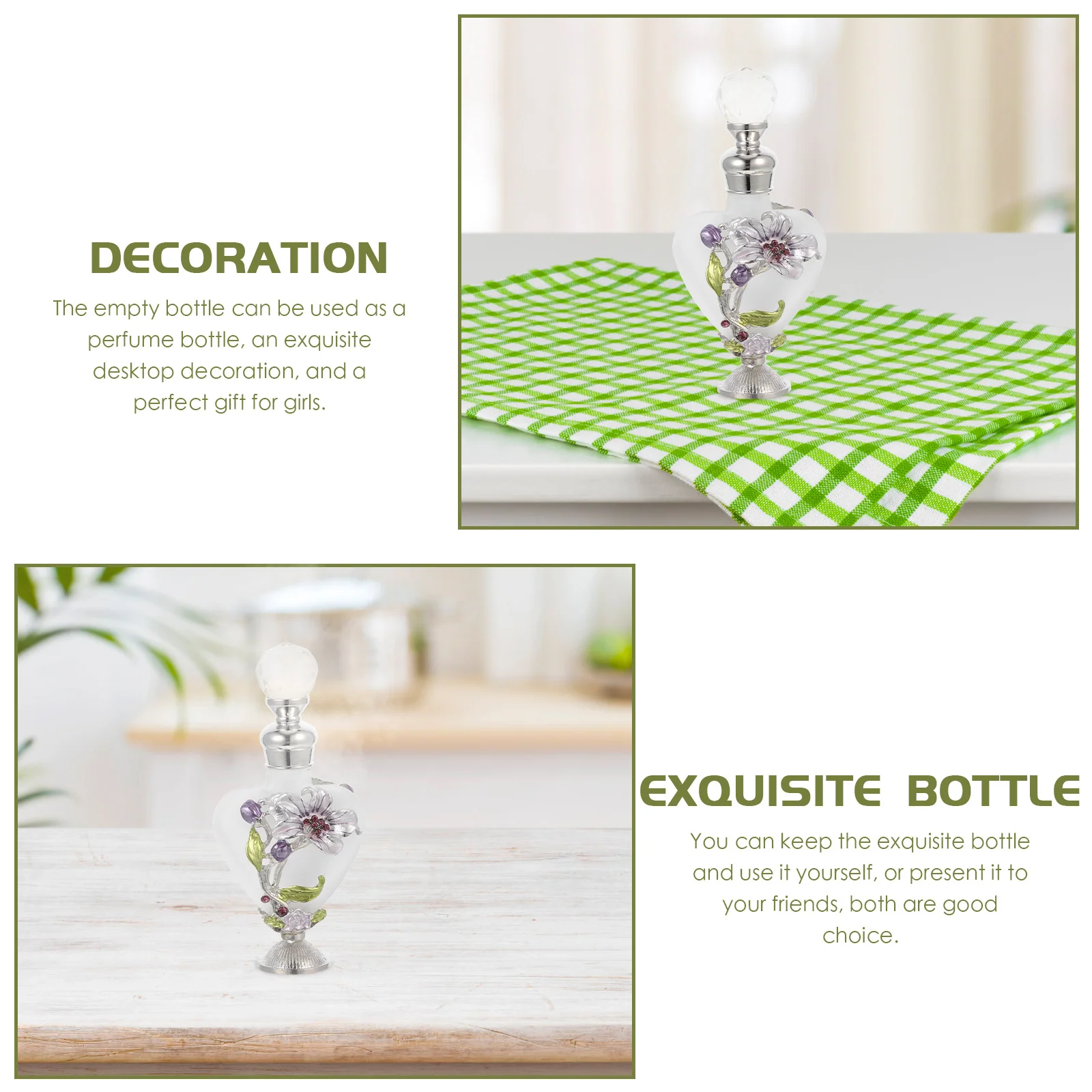 シックで繊細なエッセンシャルオイルボトル香水ガラス装飾多目的デスクトップデコレーションポータブル香水ボトルデコレーション