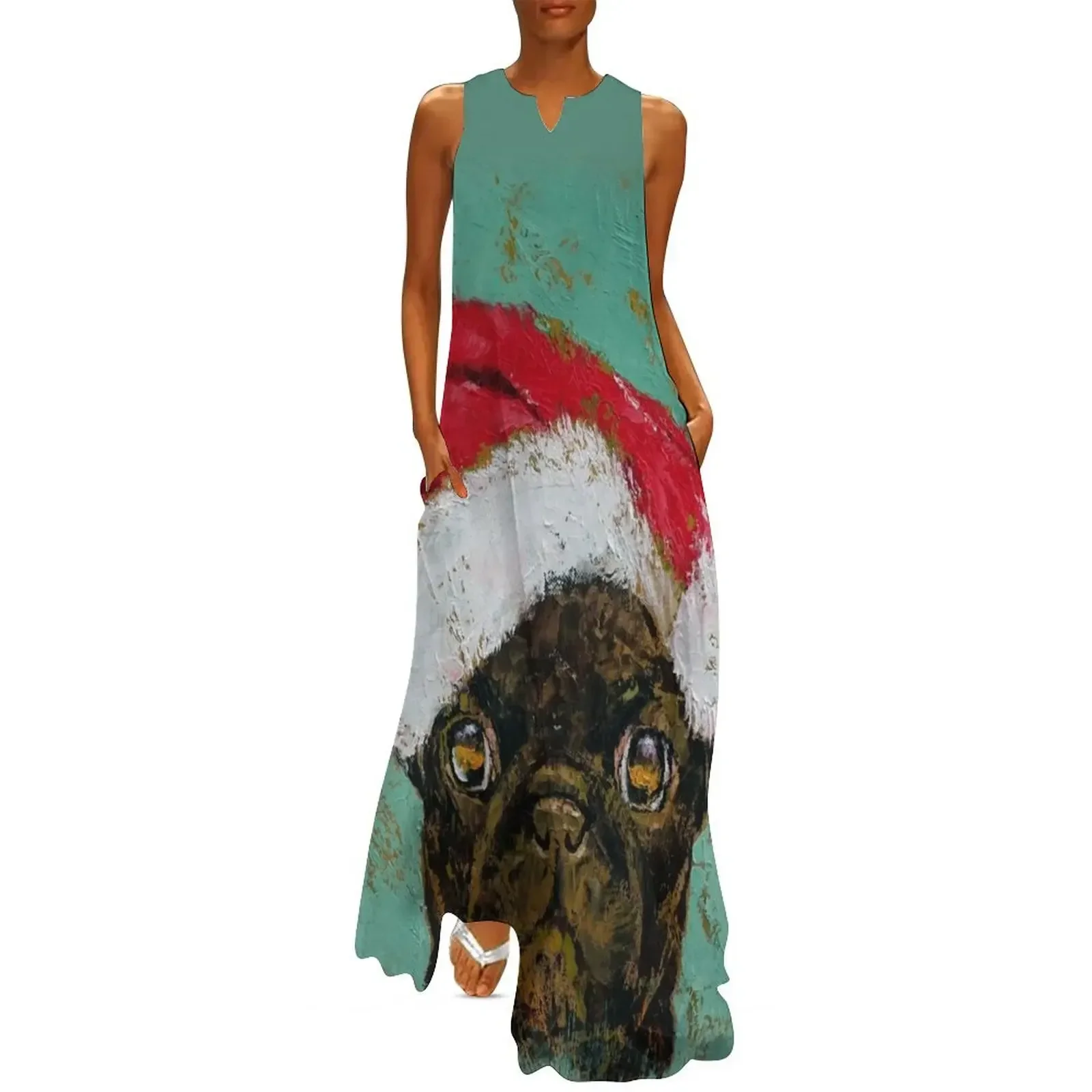 

Santa Pug Long Dress women clothing 2025 new arrivals Dress for girls loose summer dress korean style