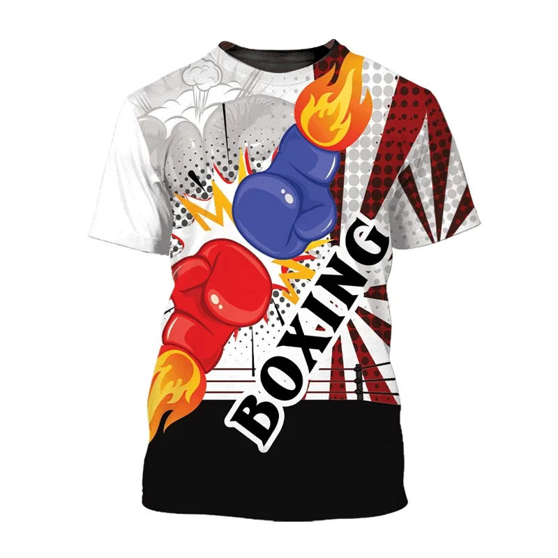 

Combat Fight Boxing Sports Men's T Shirt Fashion Skull Gloves Print Tees Casual O-neck Short Sleeve Summer Loose Breathable Tops