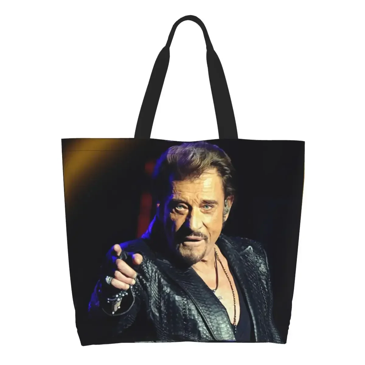 

Hallyday Groceries Shopping Bag Kawaii Printed Canvas Shopper Shoulder Tote Bags Large Capacity Rock Singer Handbag