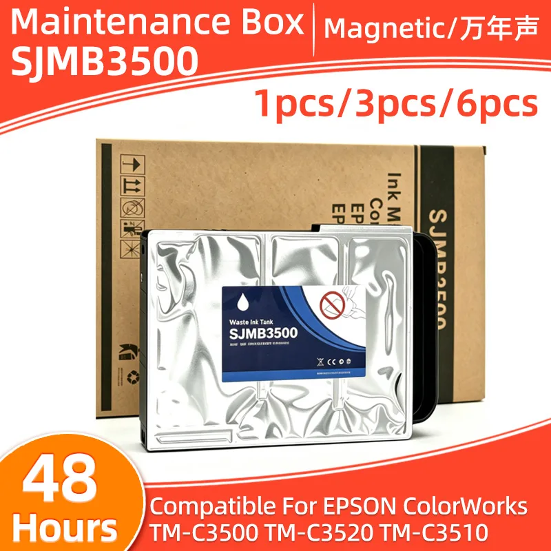 1/3/6pcs SJMB3500 Maintenance Tank Waste ink Box Compatible for Epson TM-C3500 TM-C3510 TM-C3520 Printer Color Label Printer