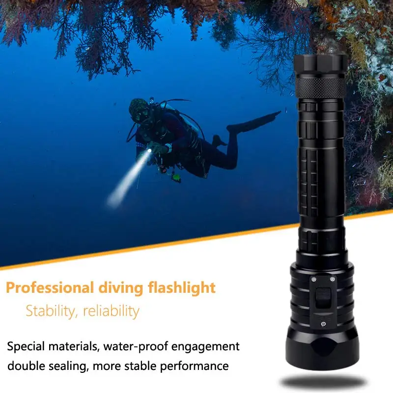 Diving Flashlight Bright LED Submarine Lights Safety Lights Waterproof Underwater Torch Diving Outdoor Under Water Sport Diving