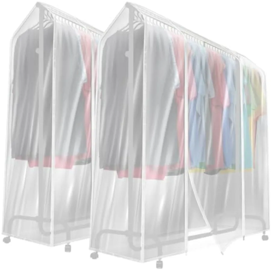 

Cover for Garment Rack - 6 Feet Transparent Clothes Rack Cover Garment Coat Hanger Protector Dustproof Waterproof Clothing Stor