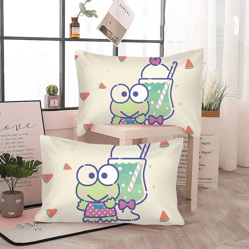 Sanrio Kawaii Kero Kero Keroppi Pillowcase Anime Double-sided Brushed Dormitory Anti-dirty Cartoon Pillow Protective Cover