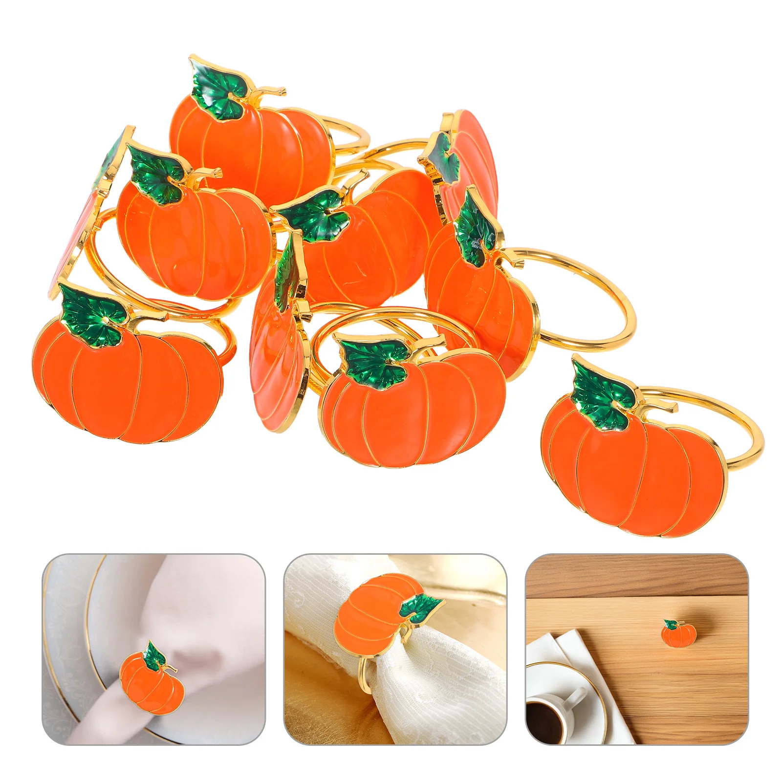 

10Pcs Autumn Themed Napkin Rings Vibrant Orange Pumpkin Design Serviette Rings for Fall Gathering Party Table Decor