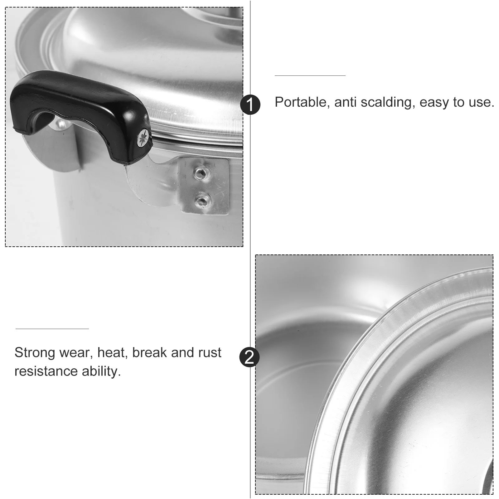 

1 шт. алюминиевая паровая кастрюля, терморазрыв, устойчивость к ржавчине, тонкое качество изготовления, практичный дизайн, бытовая кастрюля для супа