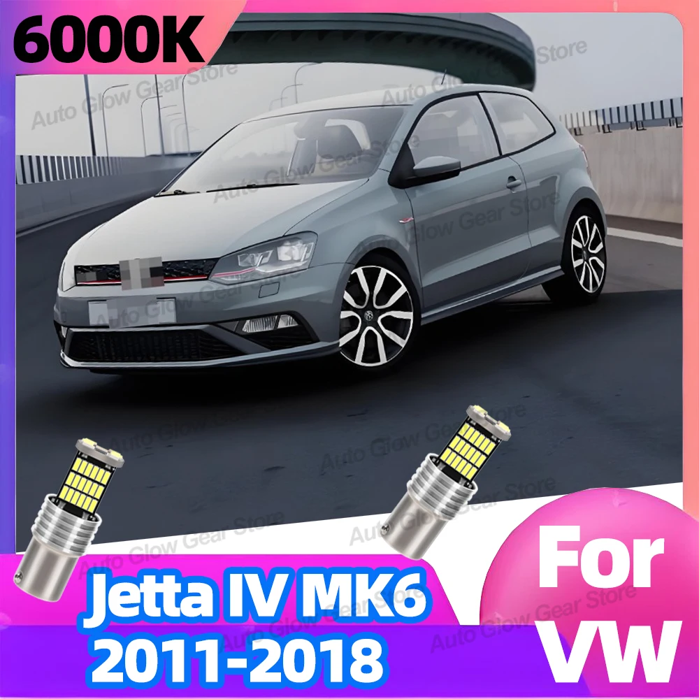 

2x лампы DRL для Volkswagen VW Jetta IV MK6 2011-2018 2012 2013 2014, светодиодные передние дневные ходовые огни 1156 BA15S P21W, белые, 6000K