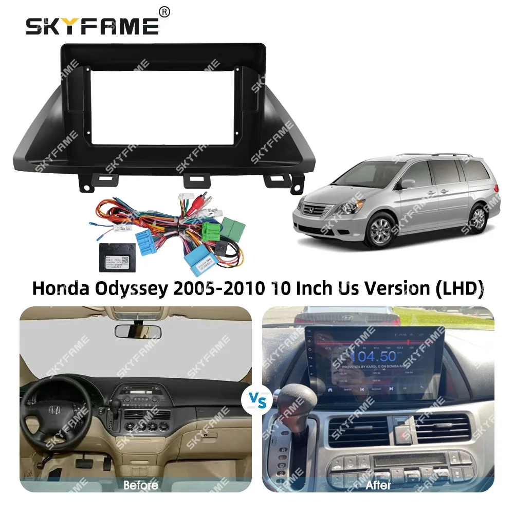 SKYFAME – adaptateur Fascia pour cadre de voiture, boîte Canbus, Kit de panneau de montage de tableau de bord Radio Android pour Honda Odyssey