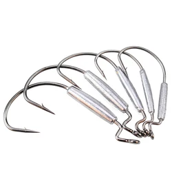 Fishing Soft Worm Hook With Lead Wide Belly Black Nickel Soft Lures Hooks Grub Texas Rig Barbed Fishhook Cylinder Lead Sinker