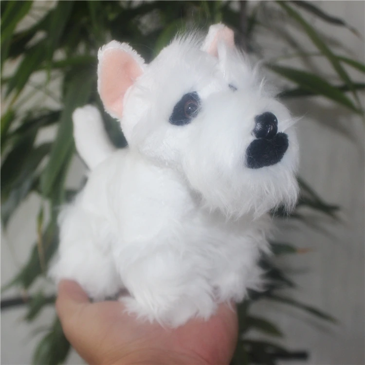 cute plush white dog toy high quality small Schnauzer dog doll Christmas gift about 18cm w2547