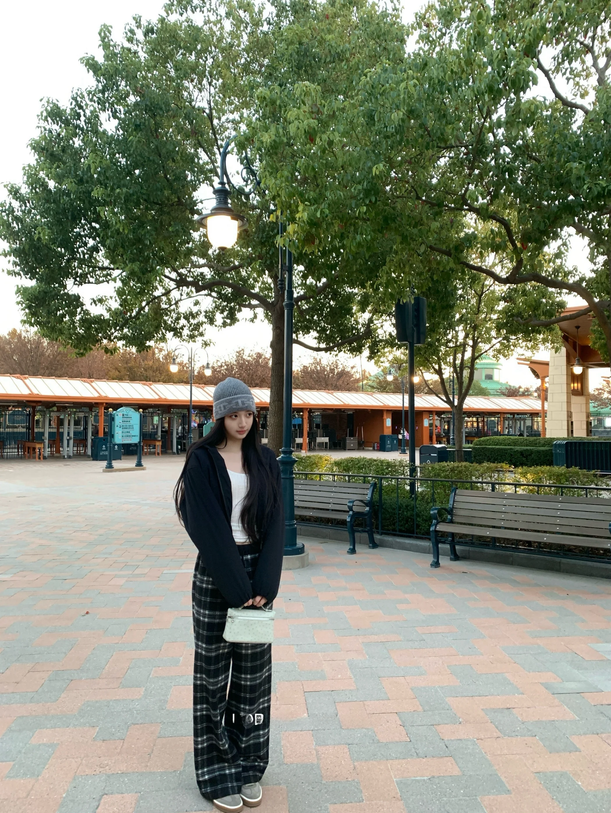 

UDRY Life Saving Commuter Pants Heavyweight Wool Plaid Casual Trousers Autumn Winter Straight Leg Elastic Waist Girls