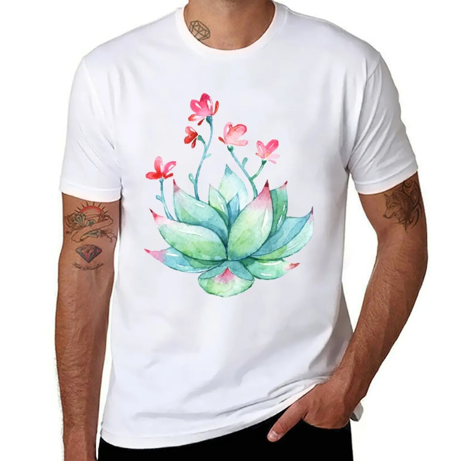 

sticker summer t shirts with Watercolor shirts man man t shirt for cotton t Succulent T-Shirt prints